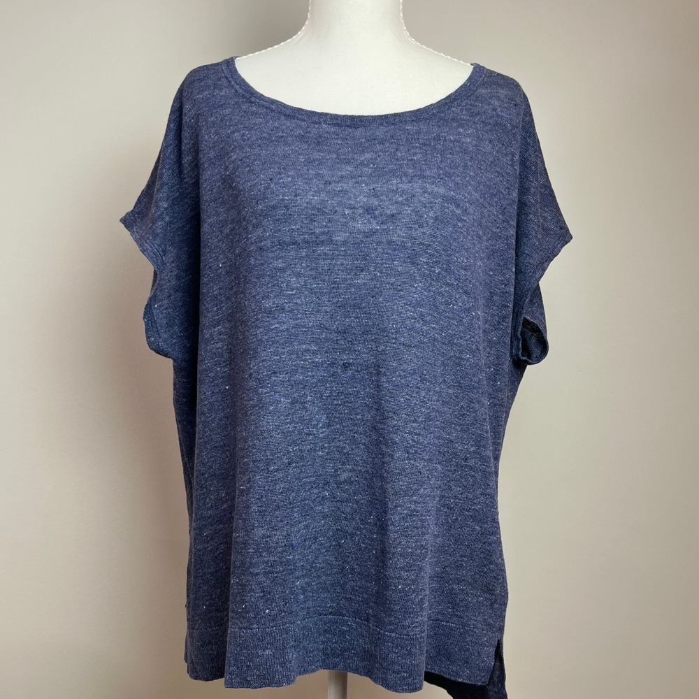 Patagonia Womens Blue 100% Linen Knit Short Sleeve Top Sweater STY50440 Size M